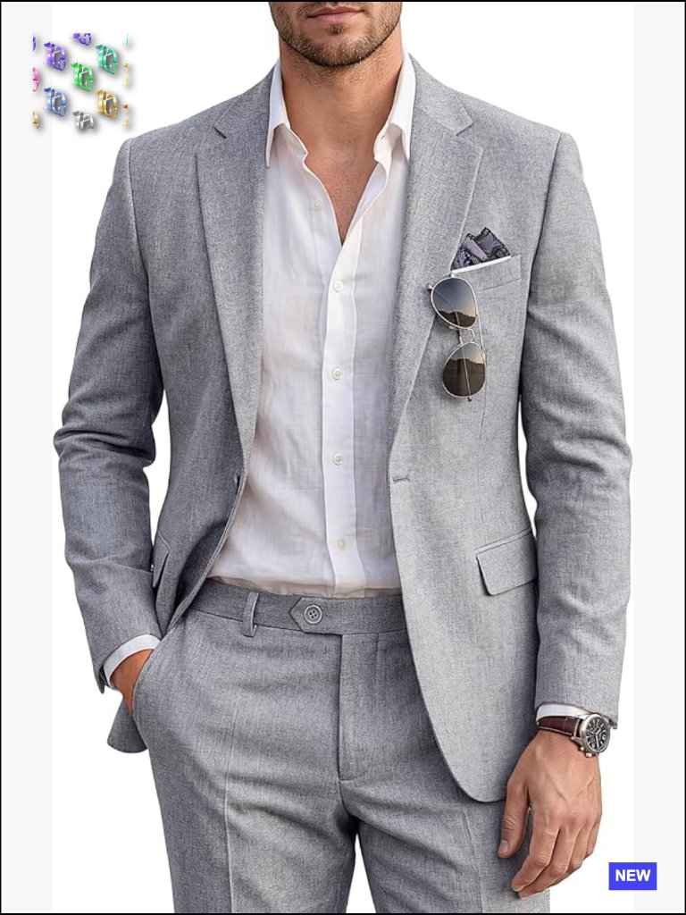 Slim Fit Two Piece Suit Blazer Vest Pants Set Classic Formal Business Wear